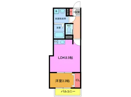 本千葉アパート(1LDK/3階)の間取り写真