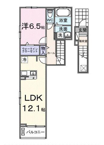 シエルクラスかわせみ(1LDK/2階)の間取り写真