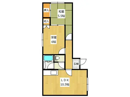 ディアライト(2DK/2階)の間取り写真