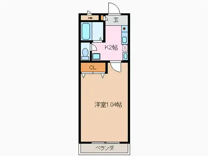 アビターレ・S(1K/1階)の間取り写真