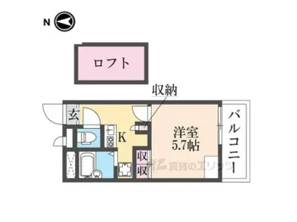 レオパレス武庫川B(1K/2階)の間取り写真
