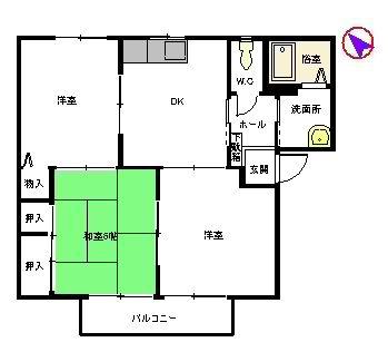 ルポ510 A(3DK/2階)の間取り写真