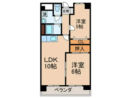 アネスト里中(2LDK/3階)の間取り写真