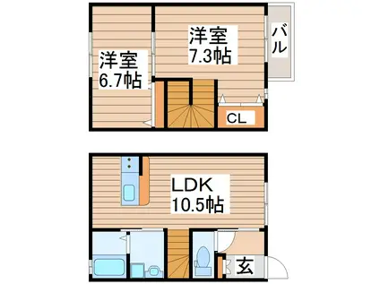 ブ ラ ン ミ ュ ー ル(2LDK/1階)の間取り写真
