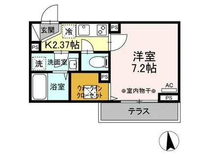 ルリアン八広(1K/1階)の間取り写真