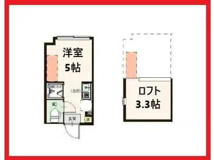 ハーモニーテラスエム(ワンルーム/2階)の間取り写真