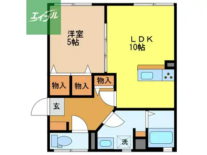 レスポワール A棟(1LDK/1階)の間取り写真