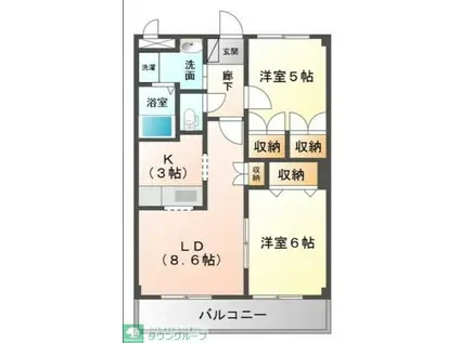シャイニングIN青葉Ⅱ(2LDK/2階)の間取り写真