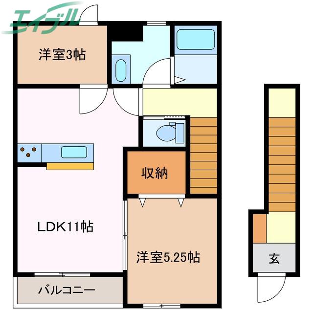 リーブルファイン大治田III1号棟(2LDK/2階)の間取り写真