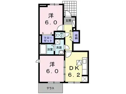 モンアンテリユール小式原G(2DK/1階)の間取り写真