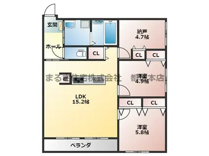 ローズガーデン(3LDK/2階)の間取り写真