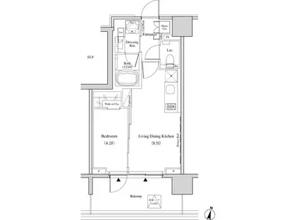 ザ・パークハビオ代々木(1LDK/4階)の間取り写真
