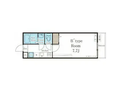 アークリード洛北(1K/4階)の間取り写真