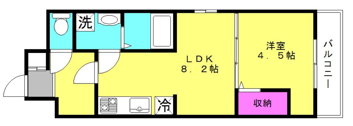 アーバンコート加古川(1LDK/1階)の間取り写真