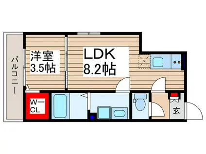 ふじみ野市南台AP(1LDK/1階)の間取り写真