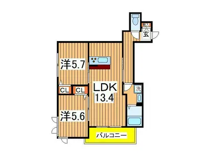 フォレットおおたか(2LDK/2階)の間取り写真