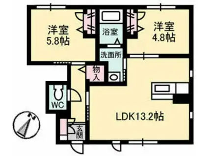 グランメール10(2LDK/2階)の間取り写真