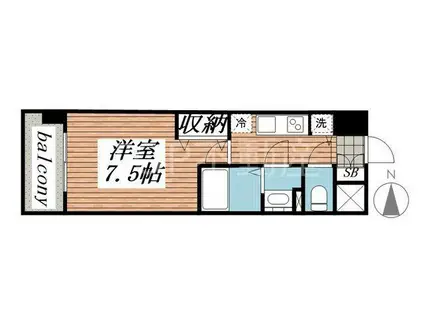 メゾン・ド・ヴィレ千葉中央(1K/9階)の間取り写真