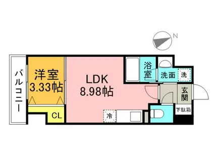 エネピア舟入(1LDK/8階)の間取り写真
