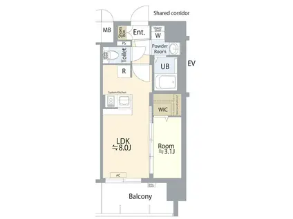 エスプレイス名古屋神宮前(1LDK/12階)の間取り写真