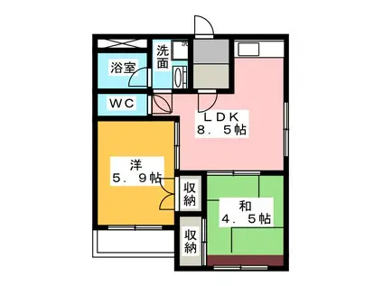 メゾン雅(2DK/2階)の間取り写真