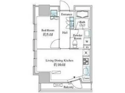 ベルファース芝浦タワー(1LDK/10階)の間取り写真