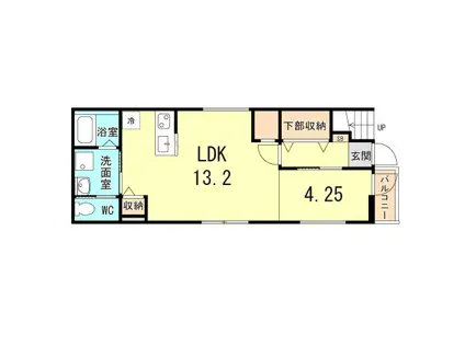 阪神本線 武庫川駅 徒歩8分 3階建 築1年(1LDK/1階)の間取り写真