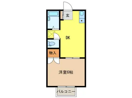 リラハイツ(1DK/2階)の間取り写真