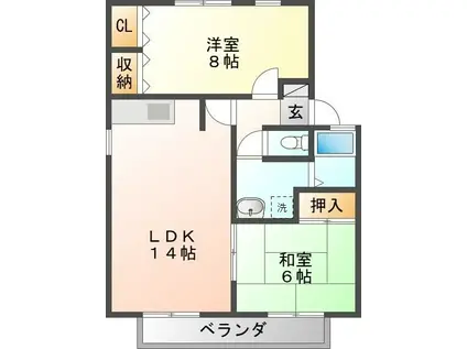 グリーンアベニュー A(2LDK/1階)の間取り写真