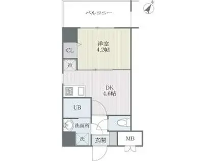 地下鉄七隈線 博多駅 徒歩10分 13階建 築24年(1DK/9階)の間取り写真