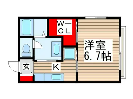 マルブライト(1K/2階)の間取り写真