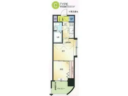 NO51 PROJECT2100日赤通(2K/2階)の間取り写真