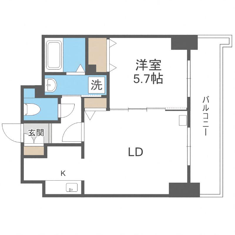 ティアラタワー中島倶楽部(1LDK/25階)の間取り写真