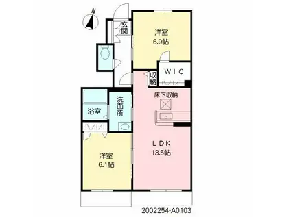 シャーメゾン花立(2LDK/1階)の間取り写真
