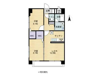 TAMUKAE SIX(2LDK/9階)の間取り写真