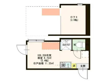 ハーモニーテラス仲宿III(ワンルーム/1階)の間取り写真
