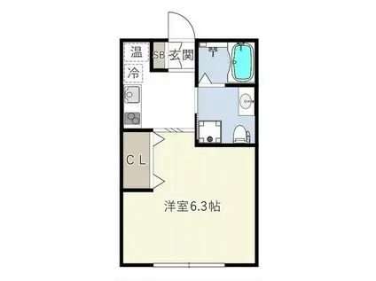 ハーモニーフラッツ不動前(ワンルーム/2階)の間取り写真