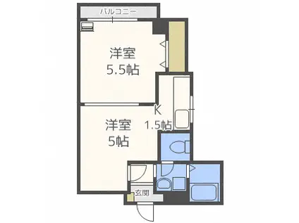 フェリス平岸(1DK/7階)の間取り写真