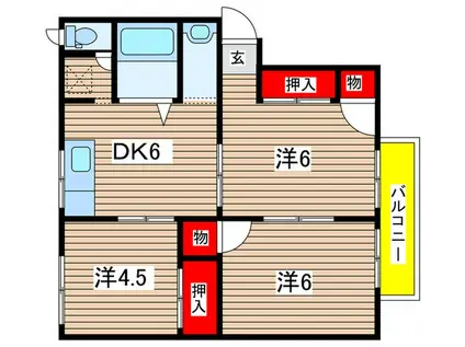 ドミール加藤(3DK/2階)の間取り写真