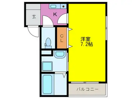 ル・シエル高松北(1K/2階)の間取り写真