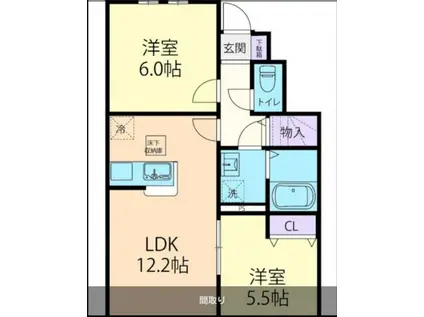 5/1菊池市泗水町2LDK B(2LDK/1階)の間取り写真