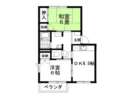 スリータウン・ヤジマB棟(2DK/2階)の間取り写真