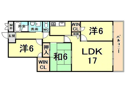 プライムレジデンス西宮(3LDK/4階)の間取り写真