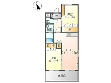 アイリスコート白石(2LDK/1階)の間取り写真