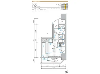 SYNEX横濱阪東橋(ワンルーム/9階)の間取り写真