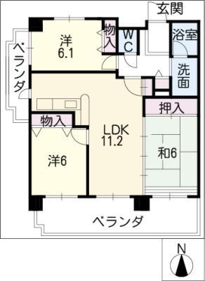 セントラル滝の水(3LDK/6階)の間取り写真