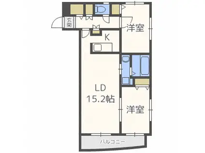 ラ・ヴィッサ宮の沢 LA VISSA MIYANOSAWA(2LDK/3階)の間取り写真