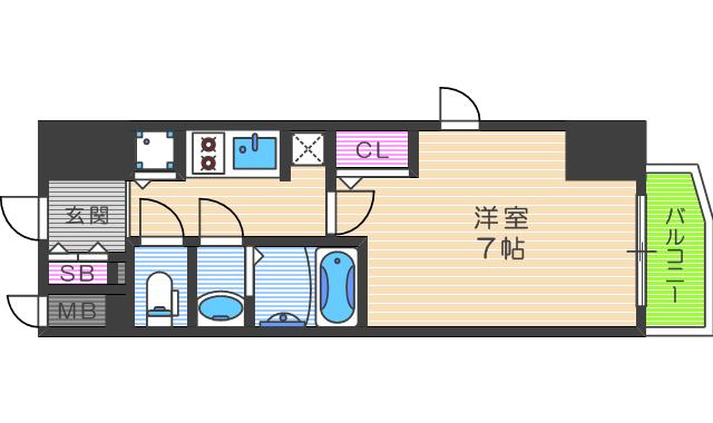 W-STYLE大阪駅前(1K/12階)の間取り写真