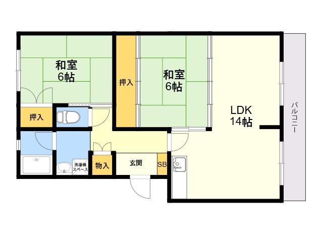 レジデンス宮原(2LDK/2階)の間取り写真
