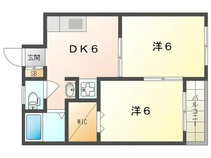 浜町ハイツ(2DK/2階)の間取り写真